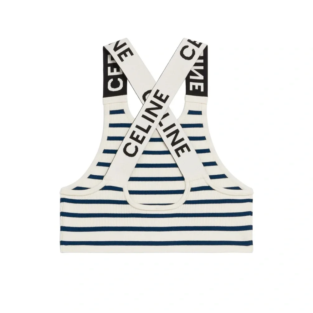 Celine Cross Back Bra *new with tags* Off white / Navy Size Small S - Picture 7 of 8